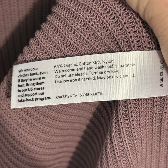 Eileen Fisher Corded Boxy V-Neck Long-Sleeve Knit Sweater Mauve Size 2X Organic - Picture 7 of 9